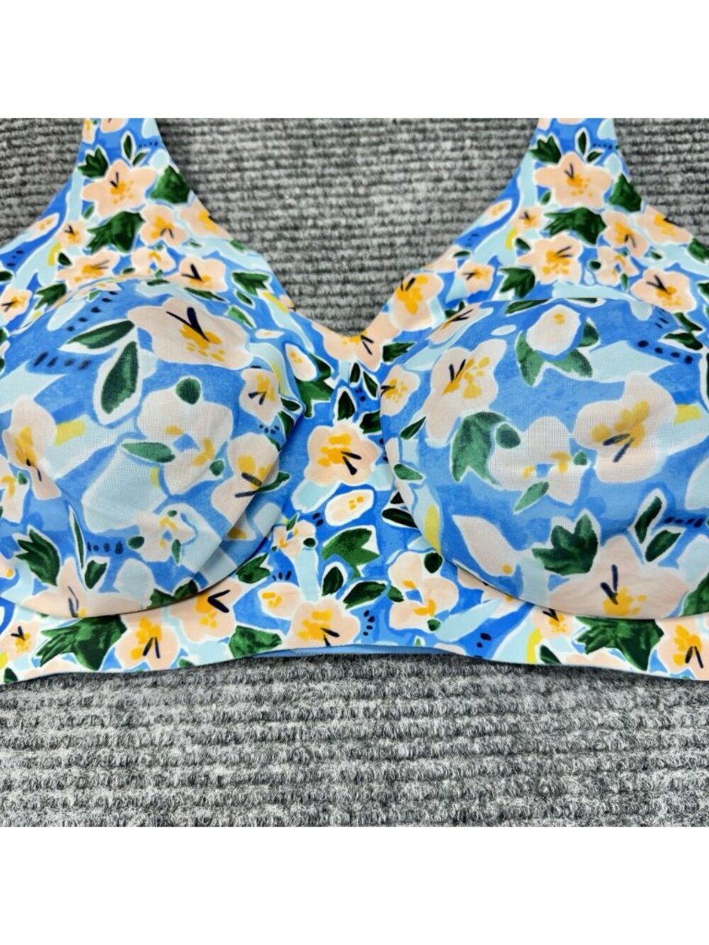 Knix Bra XXXL++ Revolution V-Neck Wireless Blue Floral Moisture Wicking Comfort - Picture 2 of 6